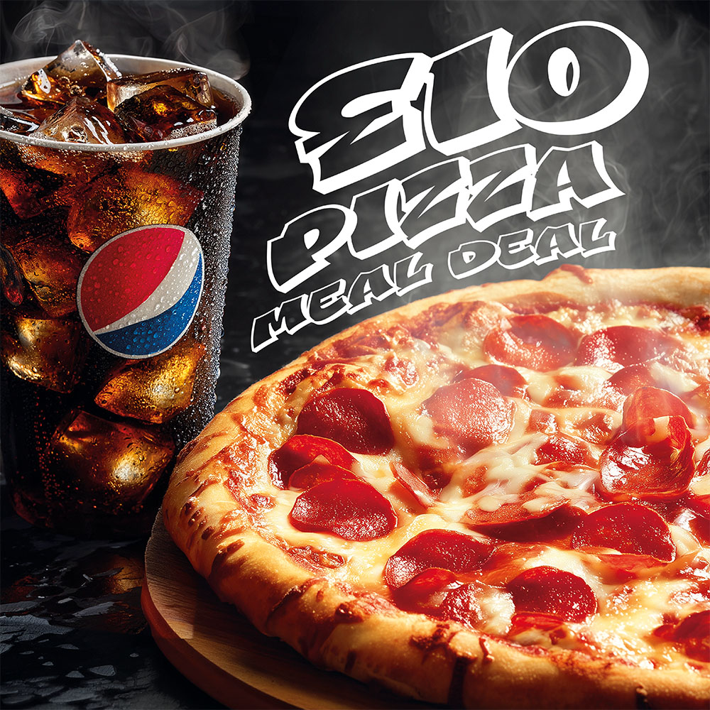 £10 Meal Deal – 10″ Pizza + Regular Drink